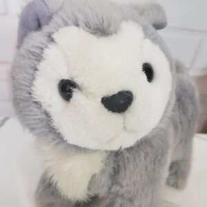 Vintage 80s Fanciful Friends Gray Plush Husky Puppy Dog Stuffed Animal RARE